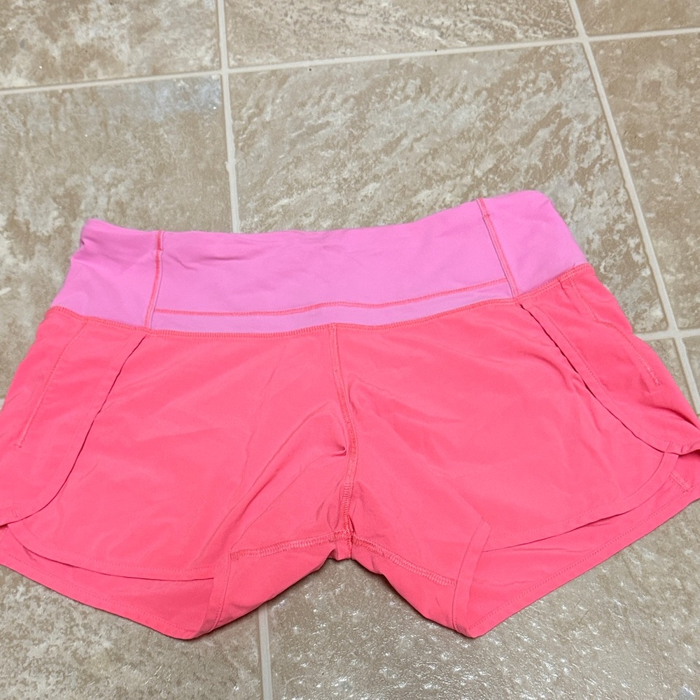 Lululemon Athletica Coral and Light Pink Athletic Shorts